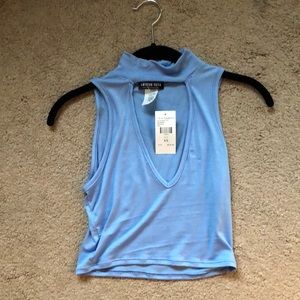 Fashion Nova baby blue, keyhole crop top
